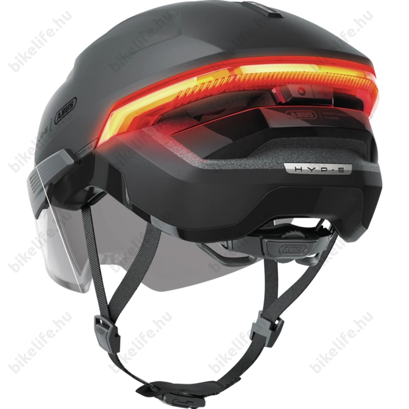 Abus HYP-E ACE kerékpáros bukósisak első és hátsó világítással index jelzővel mágneses lencsével volcano titán S (51-55cm)