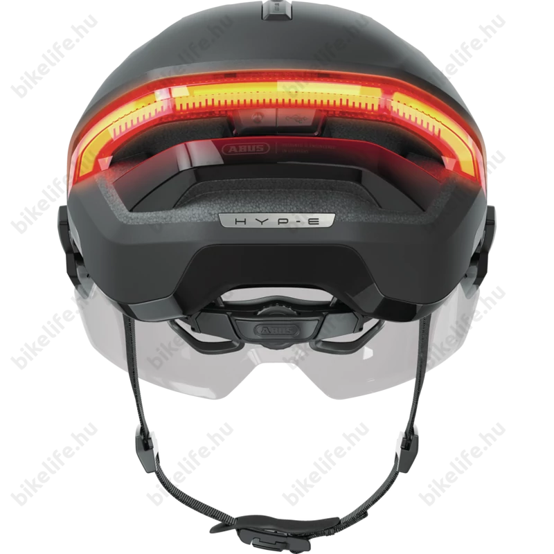 Abus HYP-E ACE kerékpáros bukósisak első és hátsó világítással index jelzővel mágneses lencsével volcano titán M (54-58cm)
