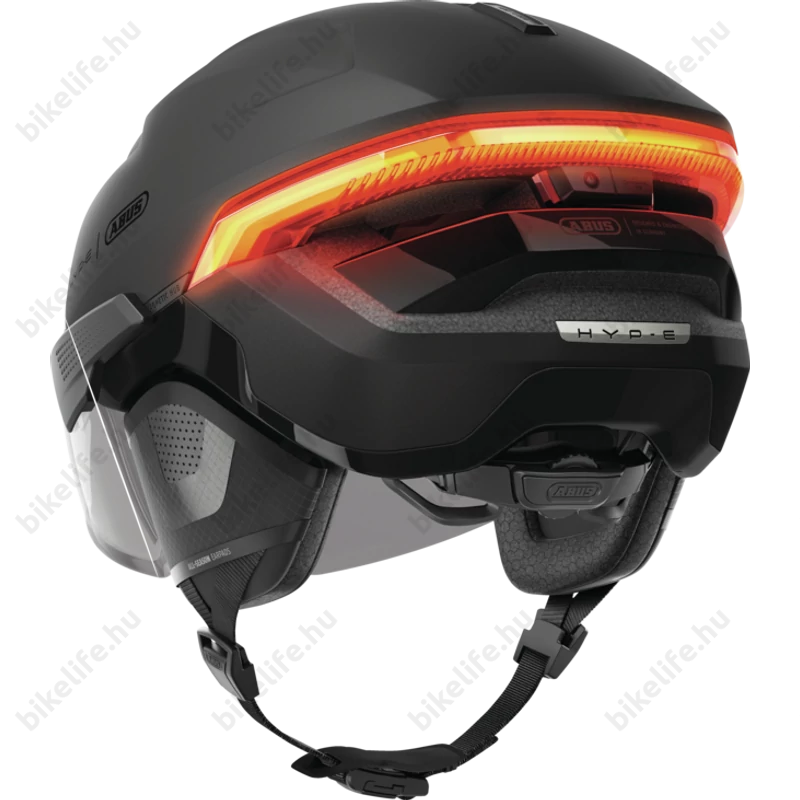 Abus HYP-E ACE kerékpáros bukósisak első és hátsó világítással index jelzővel mágneses lencsével volcano titán M (54-58cm)