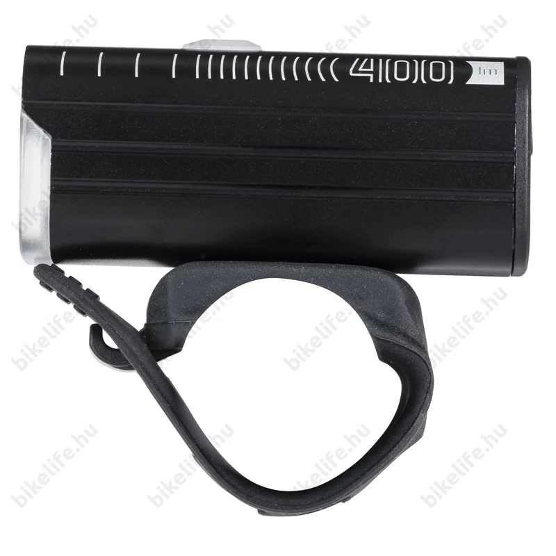 Kellys Lumio 400 akkumulátoros első lámpa 400 Lumen, USB tölthető, fémházas, fekete