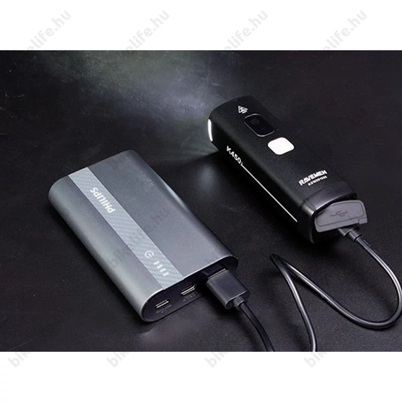 Ravemen K450 akkumulátoros első lámpa, 450 lumen, 2200mAh, intelligens mód