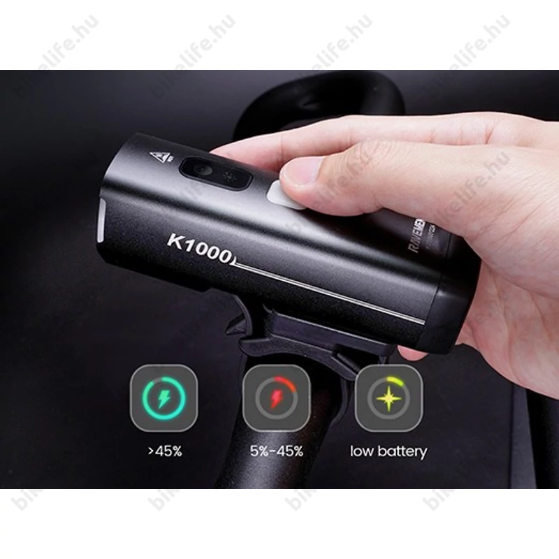 Ravemen K1000 akkumulátoros első lámpa, 1000 lumen, 4000mAh, intelligens mód