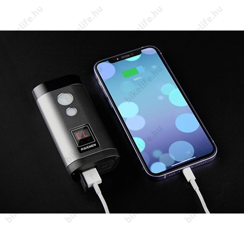 Ravemen PR2000 akkumulátoros első lámpa, 2000 lumen, 6000mAh, országúti/MTB, tompított/reflketor mód, vez. nélk. távirányító