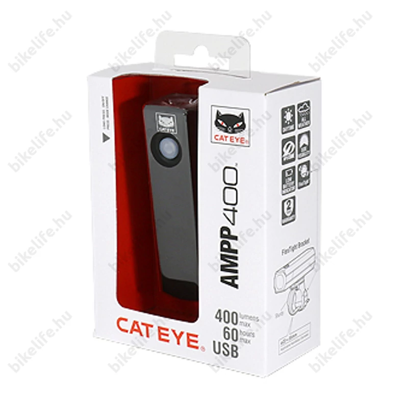 Cateye AMPP400 HL-EL084RC LED-es elsőlámpa USB-ről tölthető 400lumen fényerő 4 funkció