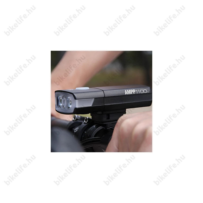 Cateye AMPP1100 HL-EL1100RC 2LED-es elsőlámpa USB-ről tölthető 1100 Lumen fényerő 5funkció, csak bukósisak adapterrel