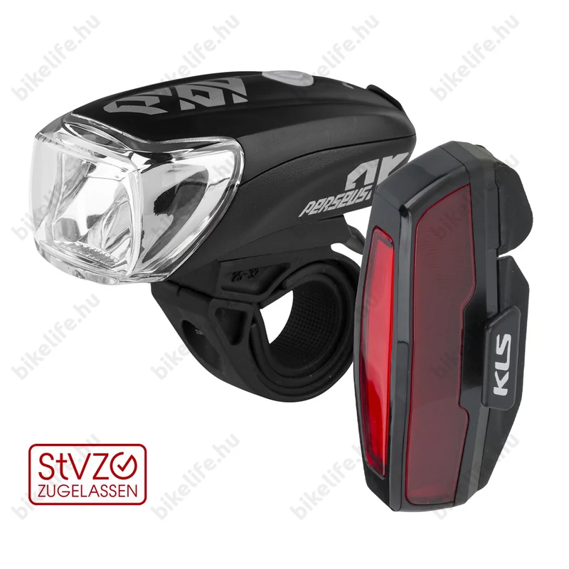 Kellys KLS Perseus lámpakészlet, beépített akkumulátoros, USB töltővel, fekete