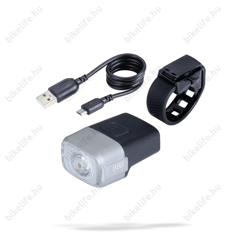 BBB BLS-130 NanoStrike első lámpa, LED-es, 1000 mAh-s akkumulátorral, 400 lumen fényerő, ezüst-fekete
