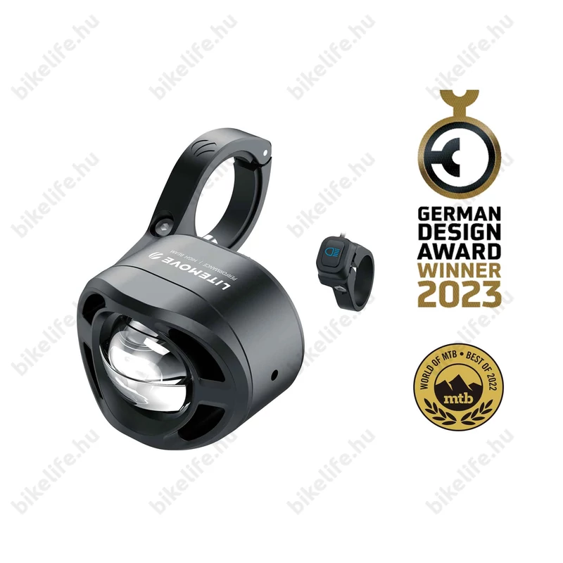 LiteMove AEW-230 ebike első lámpa, 230Lux fényerő, MTi PRO optika, IP56 ellenállóság, távirányító