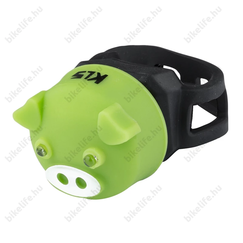 Kellys Piggy hátsó villogó 2 LED-es, 2 funkciós, elemmel, zöld
