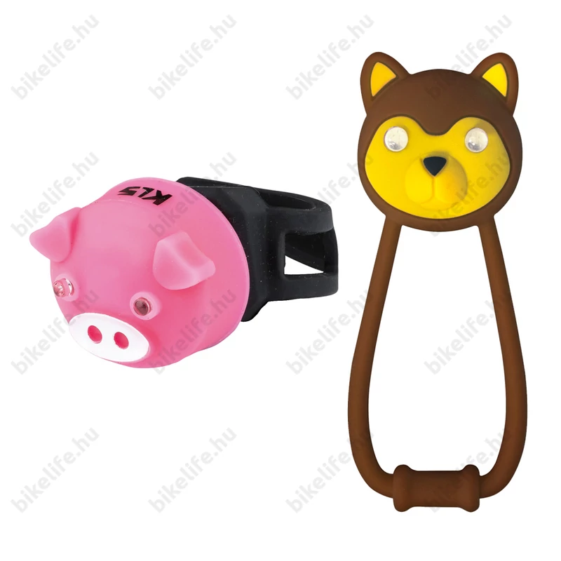 Kellys Animal villogó készlet 2ledes, 2funkciós, elemes, barna/pink