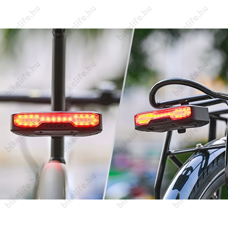 Ravemen NT101 akkus hátsó lámpa vezeték nélküli kezelővel féklámpa és index funkcióval dudával és riasztóval 160 lumen fényerővel