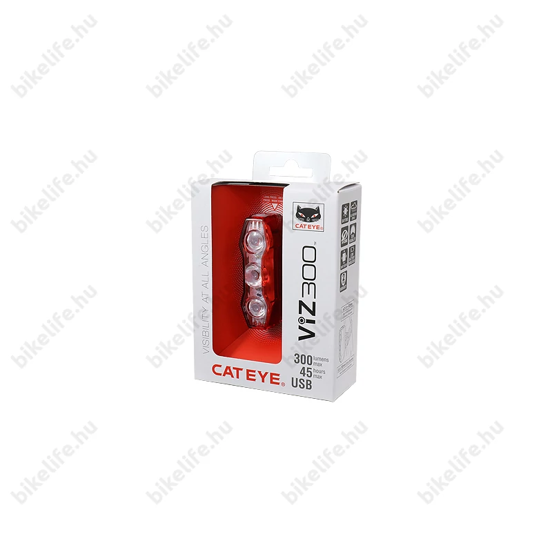 Cateye ViZ300 villogó TL-LD810 tölthető USB-s, 4 funkció, 300 lumen fényerő