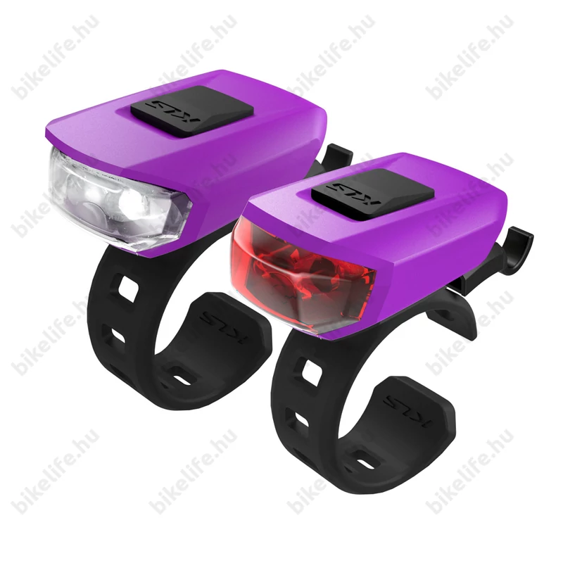 Kellys KLS Vega USB Purple akkumulátoros LED-es világítás készlet szilikonos pánttal