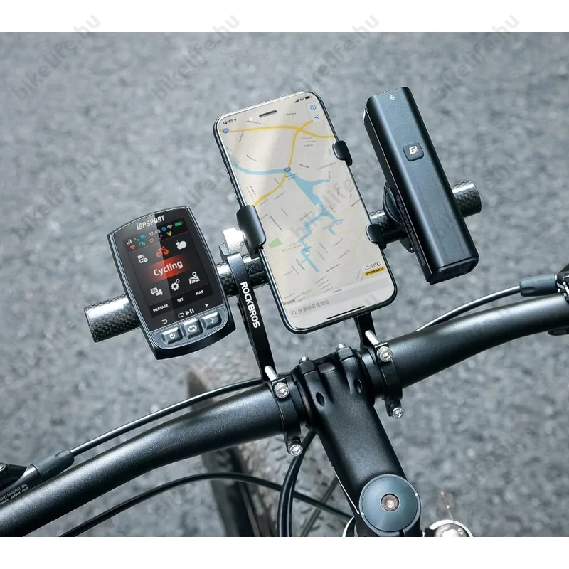 Rockbros lámpa és computer tartó alumínium-karbon adapter világításnak, kerékpáros computernek, GPS-nek 20cm hosszú