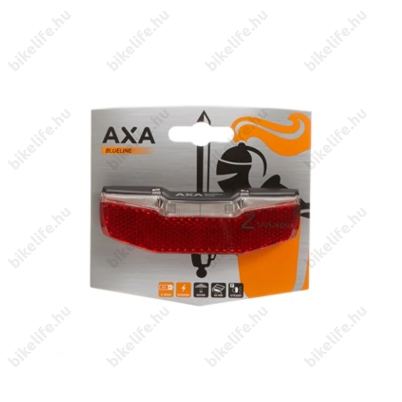AXA Blueline dinamós hátsó lámpa LED-es, állófény, csomagtaróra szerelhető, 50 mm csavartávú