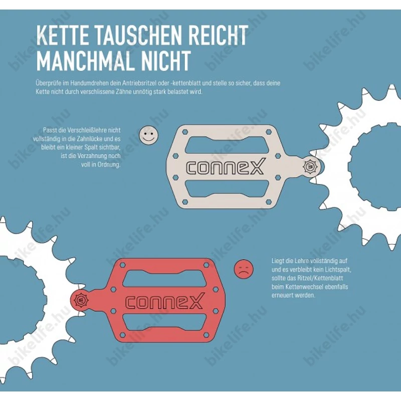 Connex hajtómű lánckerék kopás mérő (fogaskoszorúhoz nem alkalmas)