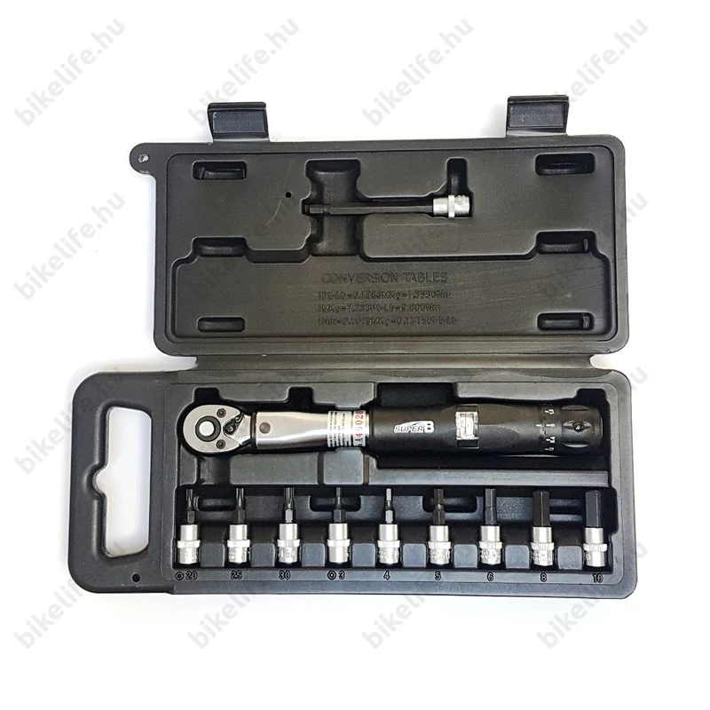 SuperB TorqueSet nyomatékkulcs 4-24 Nm, 9 darab betéttel (3xTorx és 6db imbusz)