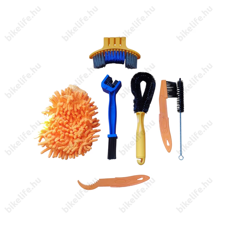 Ridepositive Shiny 7 részes kefe készlet kerékpárok ápolásához tisztításához