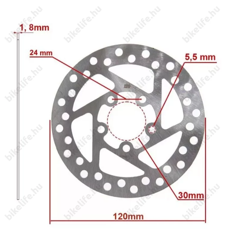 Xiaomi M365 Pro e-roller féktárcsa 5 csavaros 120 mm átmérőjű