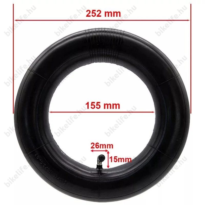 10x3 255x80 tömlő elektromos rollerekhez 90/90°-os hajlított auto szeleppel