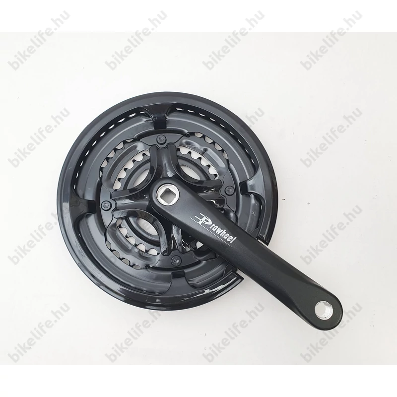 Prowheel alu hajtómű 28/38/48 fogas, 170mm hajtókar hossz, fekete nadrágszárvédővel