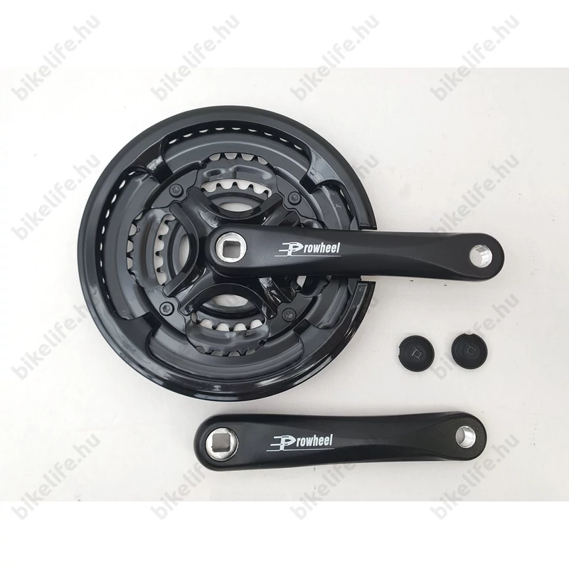 Prowheel alu hajtómű 28/38/48 fogas, 170mm hajtókar hossz, fekete nadrágszárvédővel