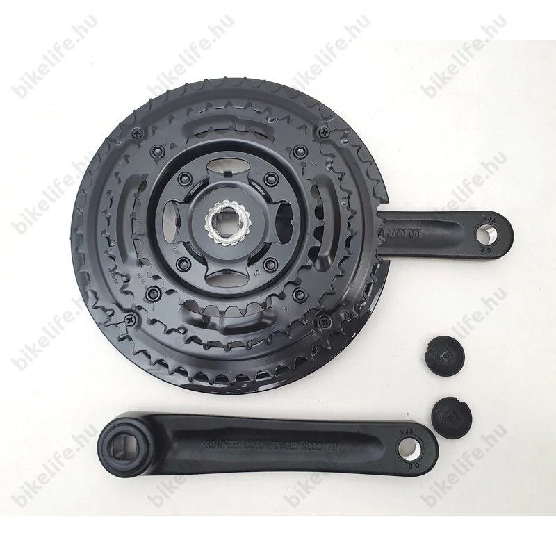 Prowheel alu hajtómű 28/38/48 fogas, 170mm hajtókar hossz, fekete nadrágszárvédővel