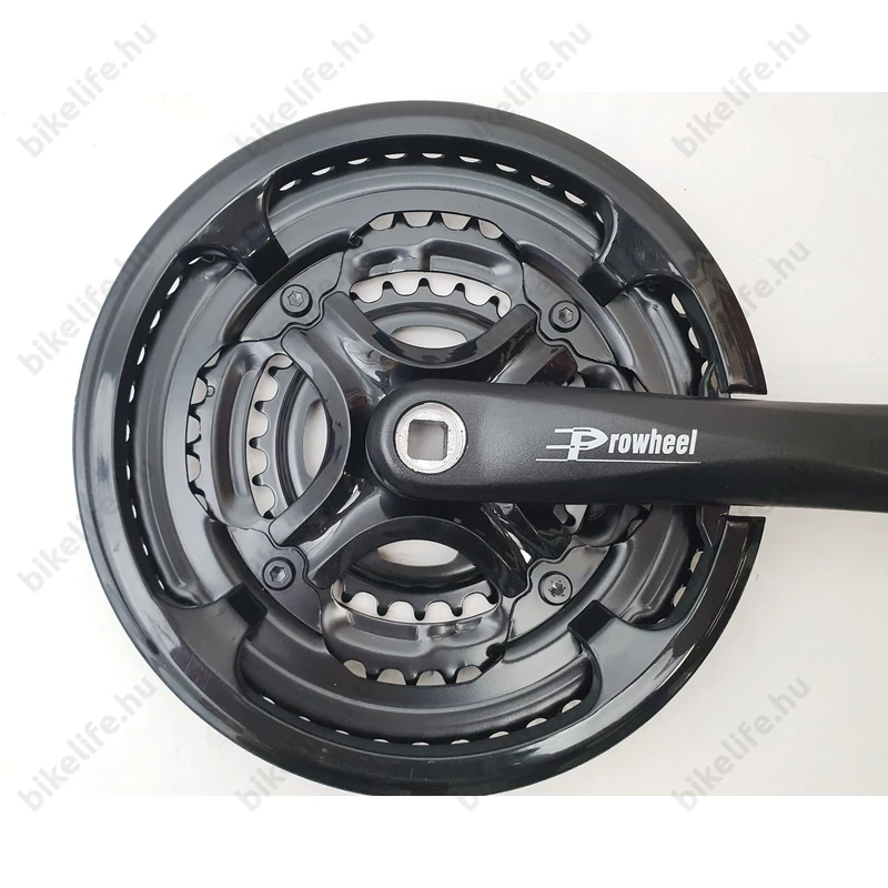 Prowheel alu hajtómű 28/38/48 fogas, 170mm hajtókar hossz, fekete nadrágszárvédővel