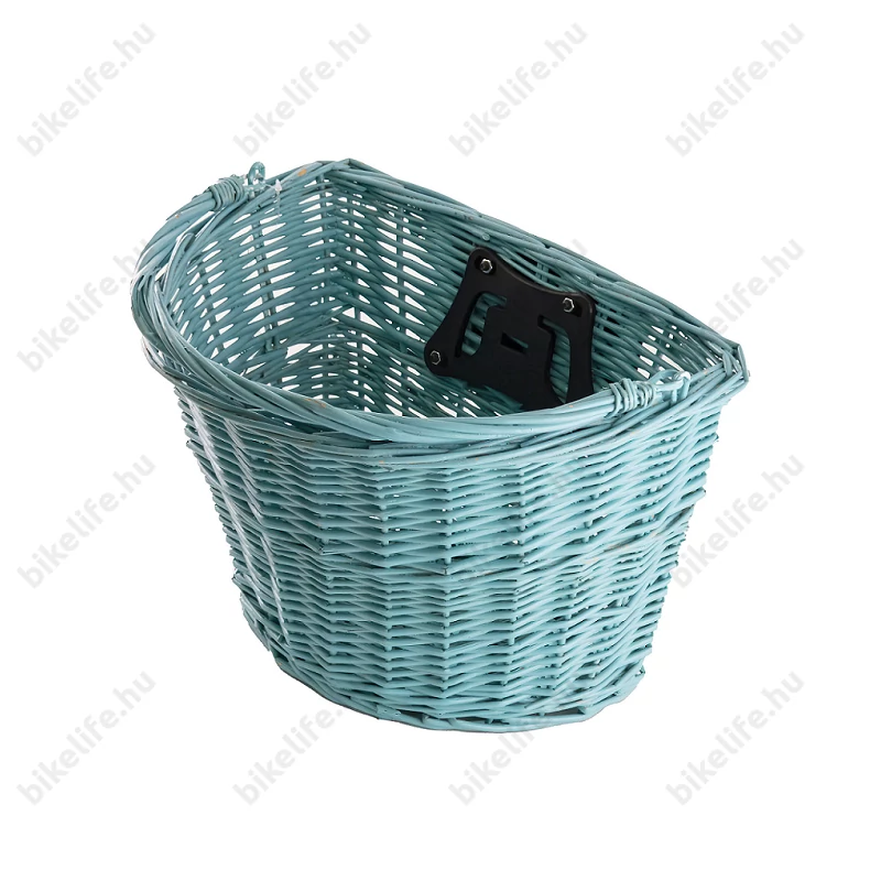 Ridepositive Natural halványkék rattan kerékpáros első kosár gyorsrögzítővel