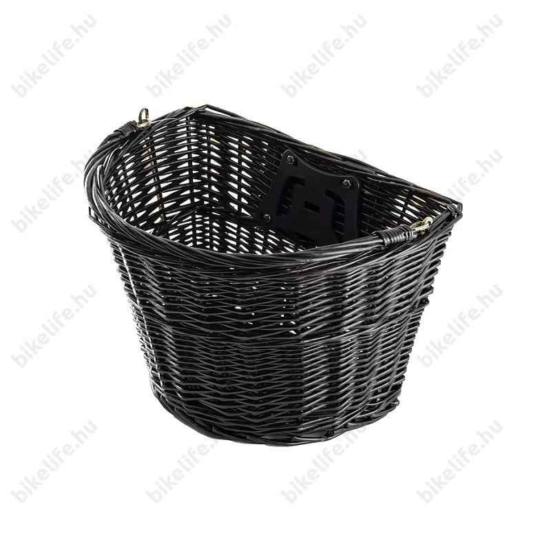 Ridepositive Natural fekete rattan kerékpáros első kosár gyorsrögzítővel