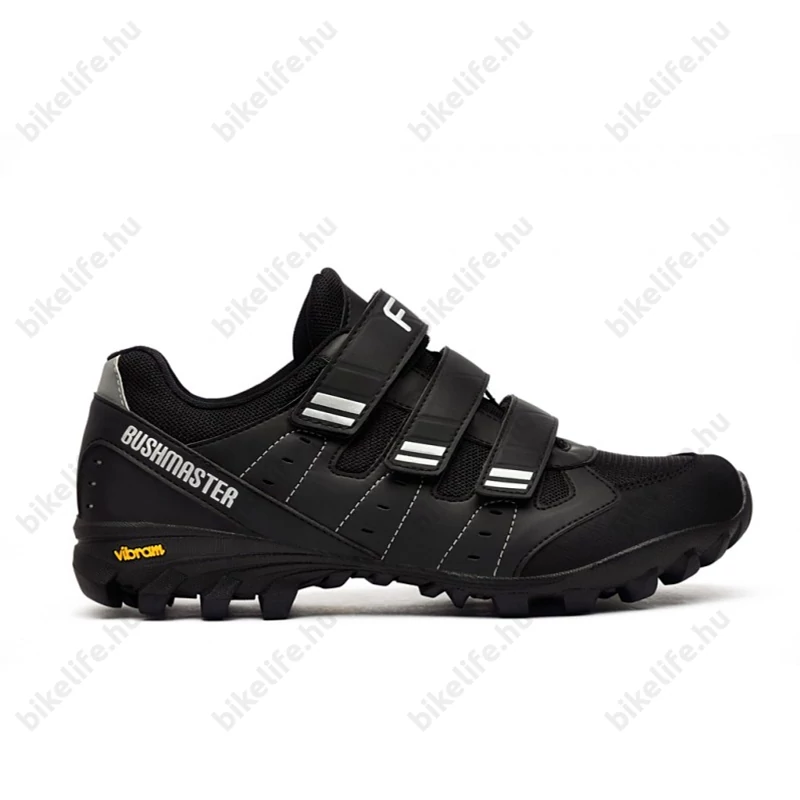 FLR Bushmaster MTB cipő, 3 tépőzáras, vibram talp, 42-es méret, fekete/ezüst
