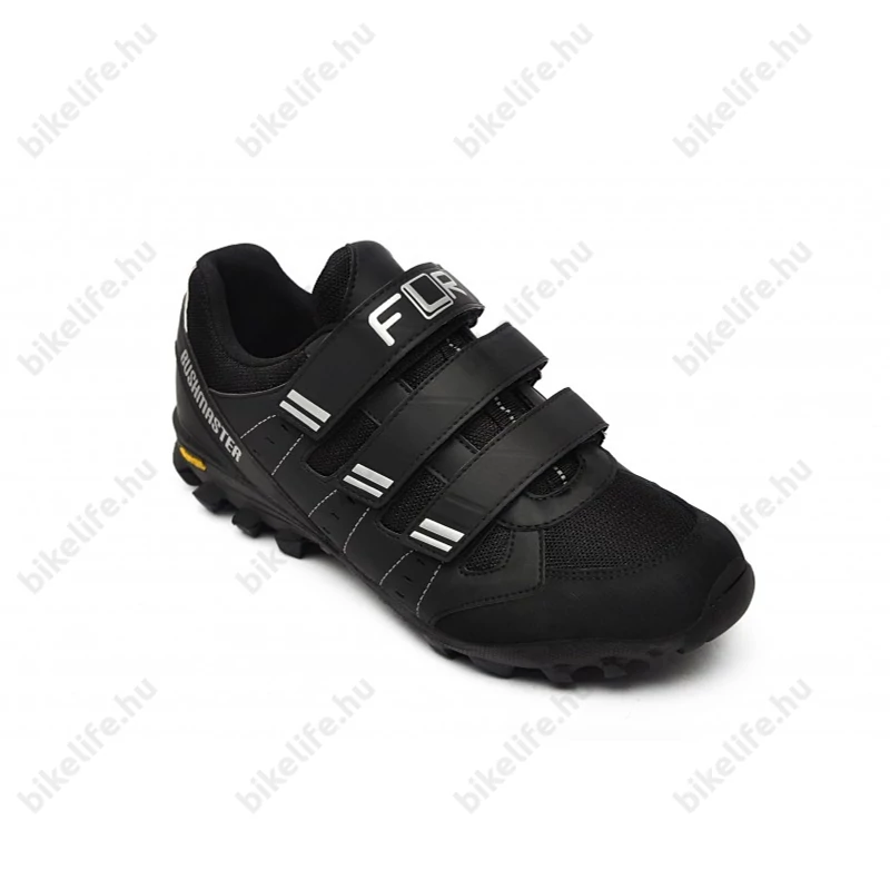FLR Bushmaster MTB cipő, 3 tépőzáras, vibram talp, 46-os méret, fekete/ezüst