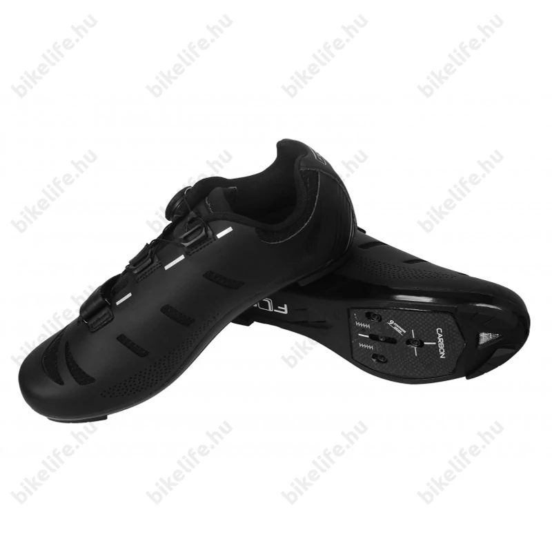 FLR Elite Road F-22 II országúti cipő, karbon talp, Reel Knob damilos fűző, fekete, 44-es méret