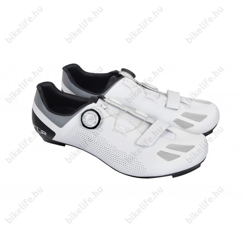 FLR Elite Road F-11 II országúti cipő, karbon talp, Reel Knob damilos fűző, 47-es méret, fehér