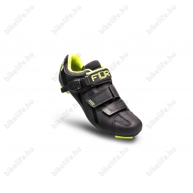 FLR Pro Road F-15 országúti cipő, csatos, fekete/neon, 38-as méret