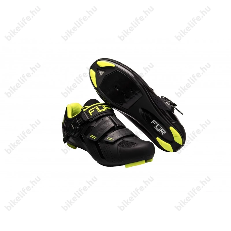 FLR Pro Road F-15 országúti cipő, csatos, fekete/neon, 40-es méret