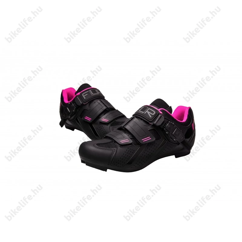 FLR Pro Road F-15 országúti cipő, csatos, fekete/pink, 38-as méret