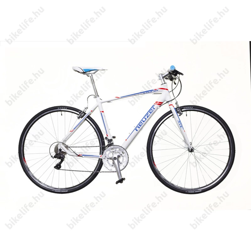 Neuzer Courier DT fitness kerékpár 16 fokozatú Shimano Claris váltó, fehér/kék-piros matt, 52cm