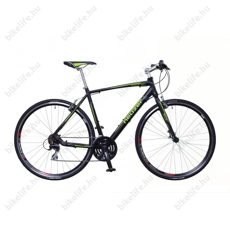 Neuzer Courier fitness kerékpár 21 fokozatú Shimano Acera váltórendszer, fekete/zöld-szürke matt 50cm