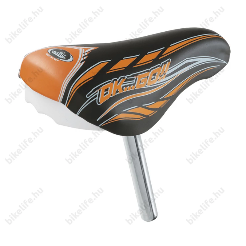 Selle Montegrappa gyerek nyereg nyeregcsővel egybeépítve (csőátmérő 22mm) narancs-fekete