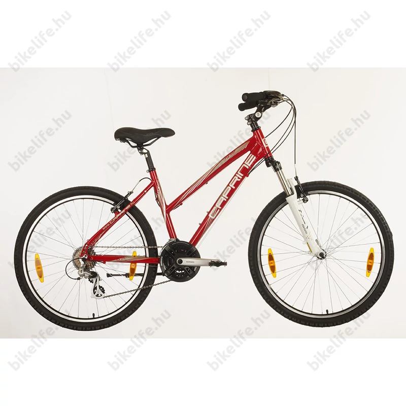 Kerékpár MTB Caprine Forest Comfort női bézs/piros, állítható kormányszár, Altus, Suntour XCT
