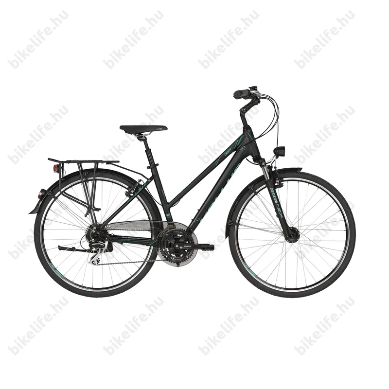 Kellys Cristy 60 Black/Türkiz női trekking kerékpár 24fokozatú Shimano Acera váltó, agydinamó, M/19