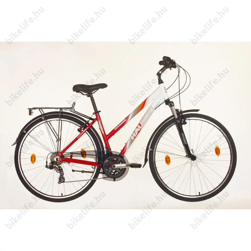 Hauser Voyager női trekking kerékpár, aluvázas, EF51/TX50 váltórendszerrel, fehér/piros