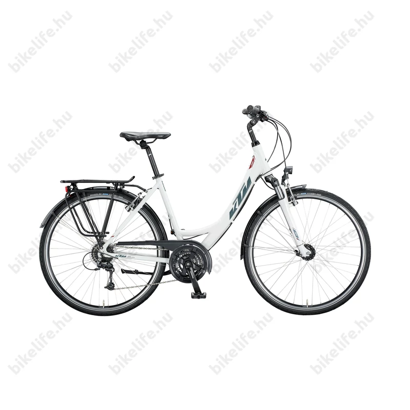 KTM Life Time női trekking kerékpár 24 fokozatú Deore váltó, holdezüst-szürke mono váz 46cm