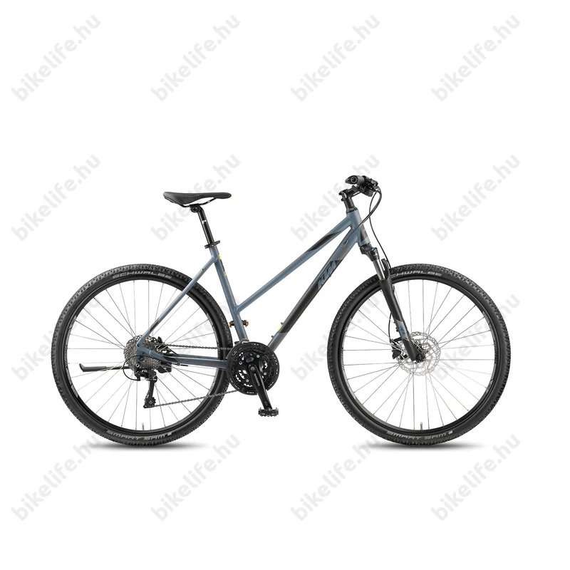 KTM Life Cross 2018 női cross kerékpár, 30 fokozatú LX váltó,hidr.tárcsafék, mattszürke-feke, 46cm