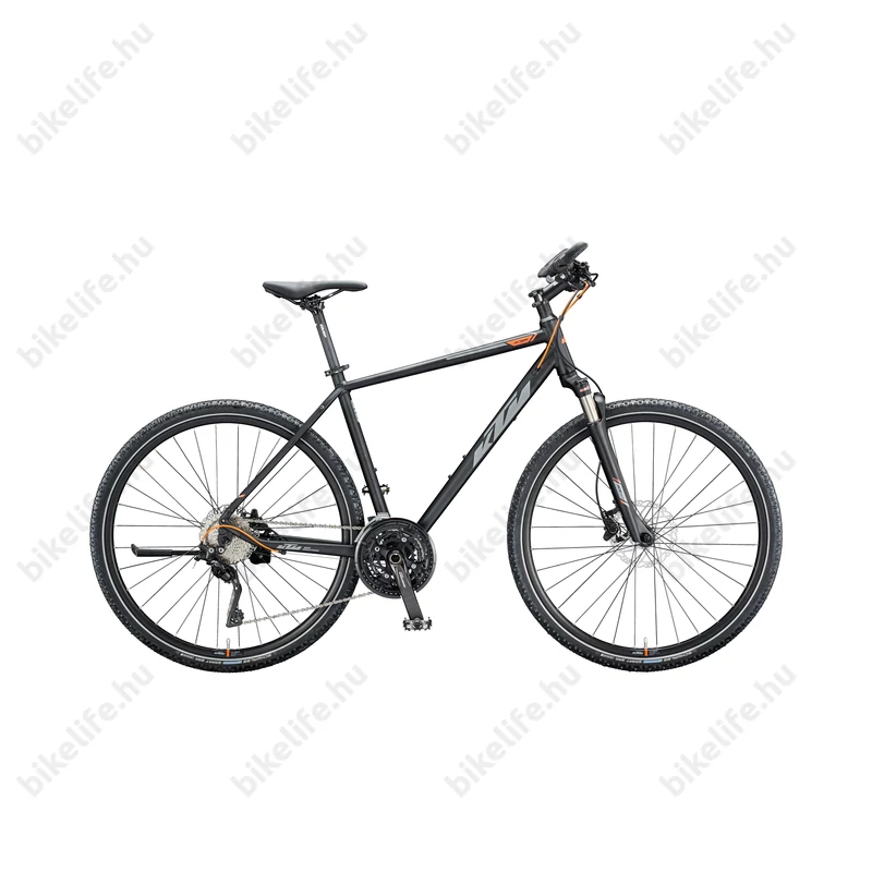 KTM Life Action férfi cross kerékpár 30 fokozatú Shimano DeoreXT váltó, mattfekete/titánszürke 46cm