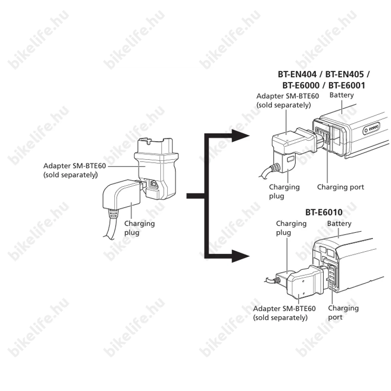 Shimano SM-BTE60 akkutöltő adapter csatlakozó átalakítására