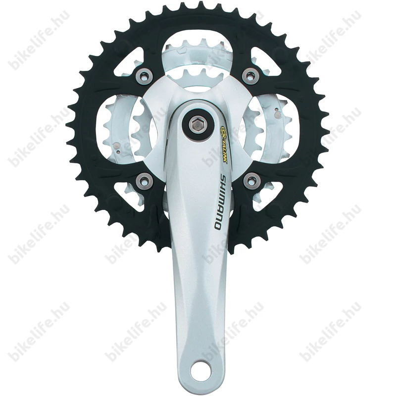 Shimano FC-M442 MTB hajtómű 44/32/22-es fogszám, 175mm-es, négyzetkúpos, ezüst