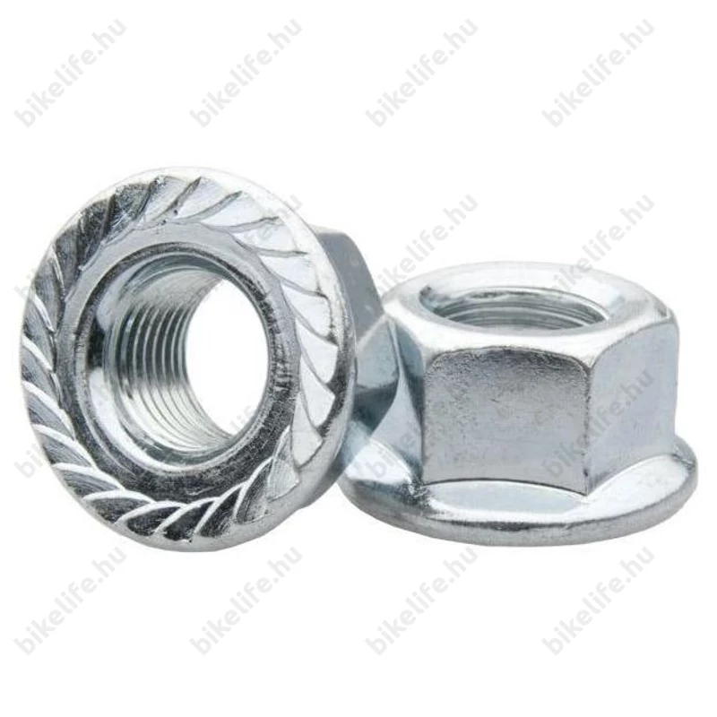 Kerékanya első kerékhez, 8mm-es tengelyre, Whitworth menettel, recézett peremmel