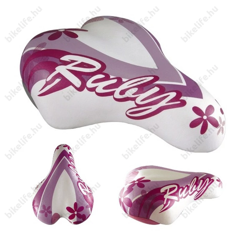 Nyereg gyerek DDK FM-1216 Ruby rózsaszín/fehér, virágos, 180x145mm